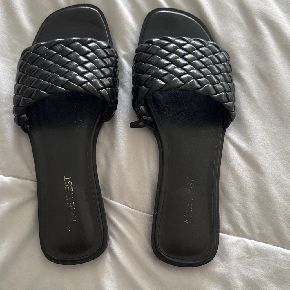 Nine West Black Braided Sandals
